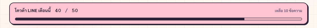 QuotaBanner สีพิงค์เมื่อใช้โควต้าไป ≥80%